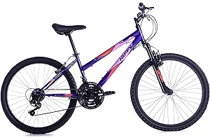 Huffy Purple Stone Mountain-Bicicleta de montaña Pulgadas, 21 SPD, Color Morado, Niñas, 24"/61 cm