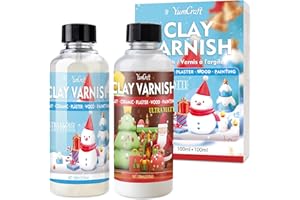 YUMCRAFT Air Dry Clay Glaze, Glänzend & Matte Glasur für Ton Lufttrocknend, Klarlack Glänzend Glasur zur Verhinderung von Rissen, Wasserdichter, Kratzfester Lack Varnish für Air Dry Clay, Keramik(100ml+100ml)