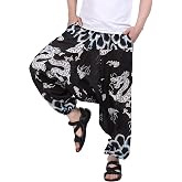 Whitewhale Men's Cotton Solid Harem Pants Yoga Trousers Hippie Pant