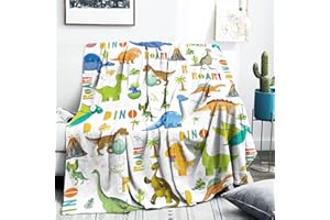 FEYG Dinosaur Throw Blanket for Baby Kids, Green Dinosaur Paradise Blankets for Toddler Girls Boys, Cute Dinosaur Baby Blanket, Soft Dino Throw Blanket for Girls Boys Baby Shower Birthday (130 x 152 cm)