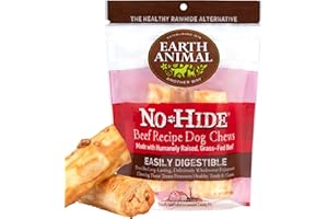 Earth Animal No-Hide Small Snack Naturali Senza Pelle aromatizzati al Manzo Snack da Masticare a Lunga Durata per Cani | Snack per Cani di Piccola Taglia (Confezione da 1)