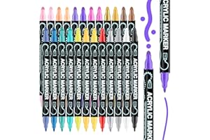 Kebuye Acrylic Paint Pens Painting Markers - 24 Colours Art Pen Set Double Sided with Dot & Fine Marker Pens for Decorating Ceramic Rock Stone Mug, Creative Drawing Supplies for Graffiti