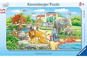 Ravensburger Kinderpuzzle - 06116 Ausflug in den Zoo - Rahmenpuzzle für Kinder ab 3 Jahren, mit 15 Teilen