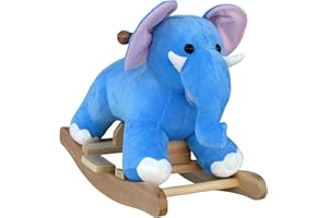 WAGNER·STOFFTIERE Wagner 9520 - Schaukeltier Elefant aus Holz und Plüsch für Kinder und Babys Schaukelpferd Schaukel-Elephant