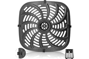 GCQ Air Fryer Grill Pan for Chefman TurboTouch Easy View Air Fryer 8 QT, Food Grade Non-Stick Air fryer Accessories Replacement Tray Rack Parts Grill Crisper Plate with Rubber Bumpers, Dishwasher Safe