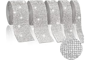 Ticeed 5 Rotoli di Nastro di Strass Autoadesivo, 92 cm Strass Adesivi Brillantini per Decorazioni per Artigianato Arte Fai da Te, 1/1.5/1.8/2.5/3 cm