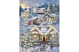 MOGTAA Christmas Peinture Diamant Adulte, 5D Noël Diamond Painting, Hiver DIY Diamond Art Painting Kits, Diamant Strass Point de Croix Cristal Painting pour Murale Décoration 30x40cm
