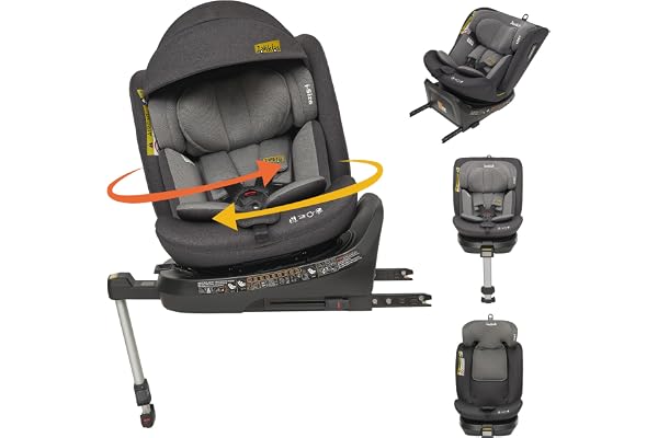 Siège Auto 360°i-Size avec ISOFIX, de 40 à 150 cm - Rotation à 360°, convient de la naissance à 12 ans, 12 réglages de tête et tissu lavable - la sécurité avant tout (Black)