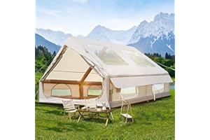 AFITDON Tienda de campaña inflable con apertura de chimenea y claraboya, para exteriores, 2-10 personas, con bomba de aire, de tela Oxford impermeable, para las 4 estaciones, montaje rápido