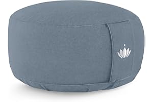 Lotuscrafts Poduszka do medytacji Yoga Lotus - Wysokość 15 cm - Wypełnienie orkiszowe - Pokrycie z nadającej się do prania bawełny - Okrągłe zafu na podłogę - Medytacja Cushion - Certyfikat Gots