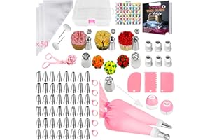 AZOMKER Douille Patisserie, Kit Patisserie, Ustensiles à Pâtisserie, Patisserie Accessoire, Kit Patisserie Professionnel, Kit Gateau, Poche a Douille Patisserie (129 Pièces)