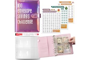 UMAVLESFRD 100 Envelopes Saving Challenge, 52 Week Money Saving Book, Budget Binder Money Saver Wallets for Cash (Purple)