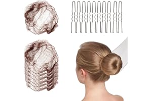 TOKSEO 58 Stück Haarnetz Dutt mit 50 Stück Haarnadeln,Nylon Unsichtbare Haarnetz,Haarnetze Elastisches für Kinder, Mädchen, Frauen Haardonut (Braun)