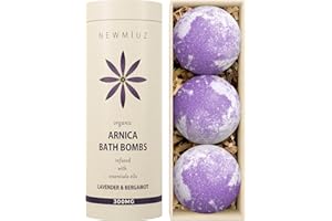 NEW MIUZ Organic 300 mg Arnica Montana Oil Bath Bombs Gift Set Lavender Bergamotka Essential Oils for Men & Women Anxiety Stress Relaksująca Bomb Bath Bomb Set Bubble Bath Shower Fizzies Birthday Christmas Spa