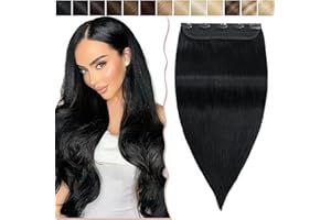 SEGO Extension Clip Capelli Veri Neri 50cm 95g Fascia Unica Folta 100% Remy Human Hair Ciocca Larga 22cm #1 Jet Nero