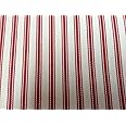 Falmouth Herringbone Ticking Stripe Red/White Cotton Curtain Fabric Designer Material Sewing Upholstery Curtain Craft Fabric (Metre)