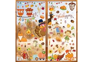FullJoyHut Pegatina Ventana de Acción Gracias Thanksgiving Otoño Decoración Pegatina Etiqueta Ventana Calcomanías de Hoja Arce Calabaza para Decoración Cosecha Fiesta de Otoño Puerta Vinilo