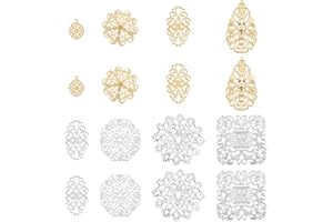 PH PandaHall 160pcs Ciondoli In Filigrana Link Pendenti di Ferro, 8 stile 4 colori Filigrana Decorazioni In Metallo per Fai Da Te Copricapo Orecchino Spilla Collana Gioielli Fare Confezioni Regalo