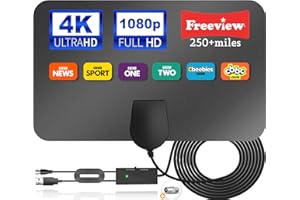 CENBOU 2024 Indoor Digital TV Aerial for Smart TV - 250+ Long Range Reception Antenna With Booster for Freeview, 4K 1080P HDTV & 16.4ft Coax Cable