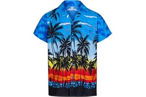 REDSTAR Hawaii Hemd Männer – Freizeithemden für Herren – Hawaiihemd, Dart Shirt – bequemes, leichtes Kurzarmhemd – Faschingskostüme Männer – Bad Taste Outfit Herren – Ballermann 90er Jahre Outfit Sommerhemd