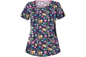 STPT Kasack Damen Einfarbig T-Shirts Pflege große größen Schlupfkasack mit Taschen Kurzarm Unregelmäßiger V-Ausschnitt Schlupfhemd mit Kragen Berufskleidung Krankenpfleger Uniformen