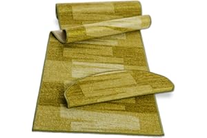 casa pura Stufenmatten innen selbstklebend rechteckig grün 15 Stück Treppenstufen Matten 65 x 23,5cm, modernes Design Stufenteppich (Via Veneto)