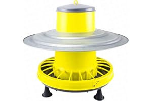 Zootec Mangiatoia Galline 16 kg con Antipioggia Parasole in Lamiera Zincata, per Polli, Anatre, Oche, con Antispreco, Automatica, a Tramoggia, da Appendere, in Plastica, da Esterno/Interno
