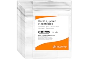 Bolsas con Cierre Hermético de Plástico Transparentes Ideales para Congelar Alimentos, Guarda Documentos, Bolsas Reutilizables y de Conservación - Ofituria (100 Bolsas, 60 x 80 mm)