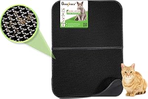 Genieforce® TC8 Katzenmatte Katzenklo Matte, Katzenstreumatte, faltbar, Waben Doppelschicht Design, Wasserdicht, urinsichere Auffangmatte für Katzentoiletten. [75 x 55,5cm] (Schwarz)