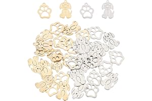 DICOSMETIC 40pcs 2 Style Doré et Acier Inoxydable Couleur Mignon Chien Pendentifs Chien Empreinte de Patte Charmes Pet Empreinte Pendentifs Animal Charms pour la Fabrication de Bijoux Artisanat