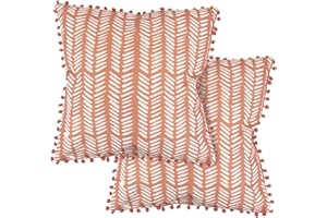 Gardenwize - Pack of 2 Outdoor Scatter Cushions, Garden Furniture Cushions - Covers & Pillows (Terracota Fern)