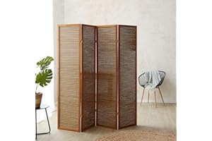 ‎HOMESTYLE4U Homestyle4u Paravent Raumteiler Innen 4 teilig Sichtschutz Trennwand Bambus Holz Braun