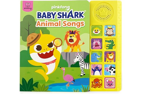 Pinkfong Livre sonore à 10 boutons pour bébé requin, comptines interactives pour enfants, jouets d'apprentissage éducatifs