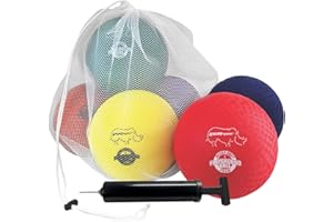 Champion Sports Playground Ball Set: Six Large Rhino Skin Soft Inflatable Balls for Kids Outdoor & Backyard Games, School & Gym Class