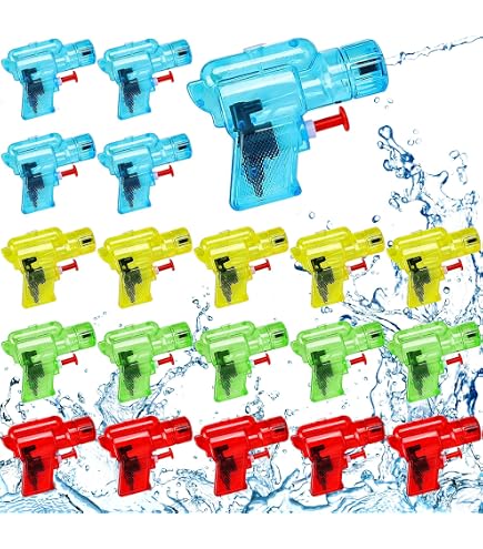 KDISHKRA Pistolet à Eau Lot de 16 – Mini Pistolets et Fusils à Eau pour Enfant, Jouet d'Été Idéal Piscine, Plage, Jardin, Anniversaire et Fête – Petits Pistolets Eau Colorés en Plastique