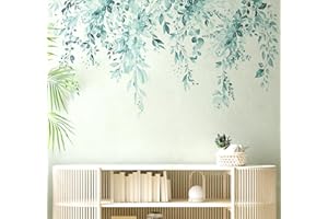 VePret Spa Piante Verdi Foglie Adesivi murali Peel e Stick, Grande Fiore Foglia Vinile Adesivi murali, Vine rimovibile Home Decor Art per camera da letto Soggiorno Aula Ufficio