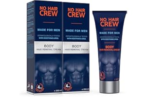 ‎NO HAIR CREW NO HAIR CREW 2 x Enthaarungscreme für Männer – Sanfte & gründliche Haarentfernung in 4-8 Minuten – Ohne Schnittrisiko & Rasurbrand (Set 2 x 200 ml)