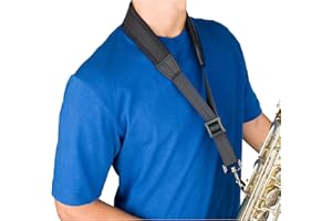 Protec NLS310M - Correa para saxofón de cuero, 56 cm, color negro