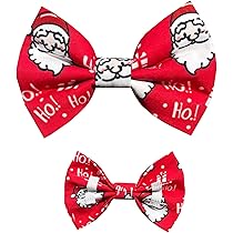 Eccliy 120 Pcs Christmas Dog Bow Tie Collar For Dogs Christmas Dog Bows Dog Neckties Adjustable Santa Claus Snowman Pattern Dog Hair Accessories For Small Dogs Cute Cat Basic Bow Tie