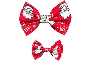 DOD.I_BOUTIQUE New Dogs Bow Tie Bowtie Christmas SANTA CLAUSE HO HO! RED Elastic Band attach COLLAR ACCESSORY Handmade UK (Santa HO! Medium)