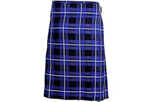 SHYNE KILTS U.K Negro Stewart Hombre 5 Yarda Escocés Faldas Escocesas Kilt de Cuadros 13oz Highland Informal Kilt