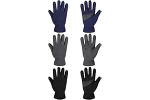 Syhood 3 Paires Gants Chauds d'Hiver Enfants Gants en Polaire Douce Mitaines Chaudes de Temps Froid pour Garçons Filles (Noir, Bleu Marine, Gris, M)