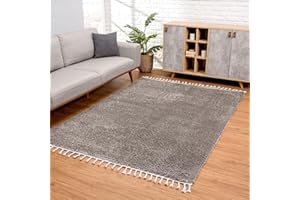 carpet city Dywan z wysokim runem do salonu, jednokolorowy, antracytowy, 120 x 160 cm, dywan shaggy, z długim rękawem, z nićmi łańcuszkowymi, do sypialni, puszysty, miękki, nowoczesny dywan do salonu