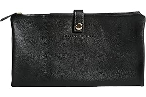 Clairefontaine 930027C Flying Spirit piórnik płaski 26,3 x 24 cm skórzany, w kolorze czarnym, na kredki oraz ulubione przybory plastyczne