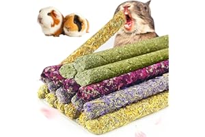 SUPJADE 45Pcs Guinea Pig Rabbit Food Treats Toys Timothy Hay Sticks Natural Flowers Flavored Molar Snacks Food for Small Animal Hamsters Accessories Boredom Breakers