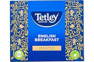 Tetley - Thé Noir English Breakfast - Arôme Riche et Corsé - Boîte de 100 sachets classiques