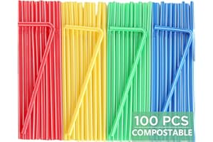 FUREX 100 Pcs 100% Compostable PLA Straws Biodegradable Colorful Straws Disposable Drinking Straws-Eco Friendly Plant-Based Straws Milkshake Straws More Strong Than Paper Straws Reusable Straw (PLA-100pcs)