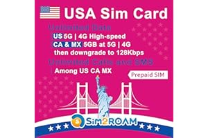 SIM2ROAM USA SIM Card T-Mobile Unlimited ad alta velocità dati/chiamate/testi, T-Mobile SIM Card Stati Uniti, Stati Uniti (12 giorni)