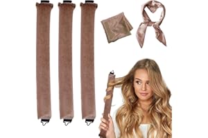 MPXEAVG 3 Stück Lockenband, Haarnudel, Blowout Hair Overnight, Heatless Curls, Lockenwickler über Nacht, Haarnudeln über Nacht für Langes Mittleres Haar(Khaki)