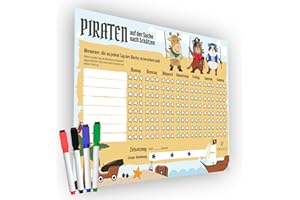 Previs Belohnungstafel Kinder für den Kühlschrank mit 4 löschbaren Markierungen - Routine Planer Kinder - Ideal zum spielerischen Lernen - Magnetische Belohnungstafel